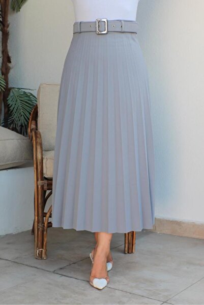 benguen 209 Belted Hijab Skirt Gray