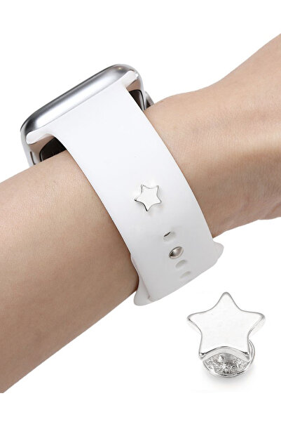 BP Tattoo Apple Watch Uyumlu Yıldızlı Kordon Aksesuar Gümüş Renk Charm