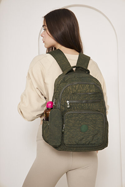 MUBO Original Water-Resistant Crinkle Fabric Large Size School Bag with 2 Water Bottle Compartments (Daily, College)