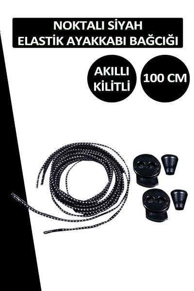 Dopar Lucky Black Smart Locking Shoelaces Elastic Dotted Laces 100 cm