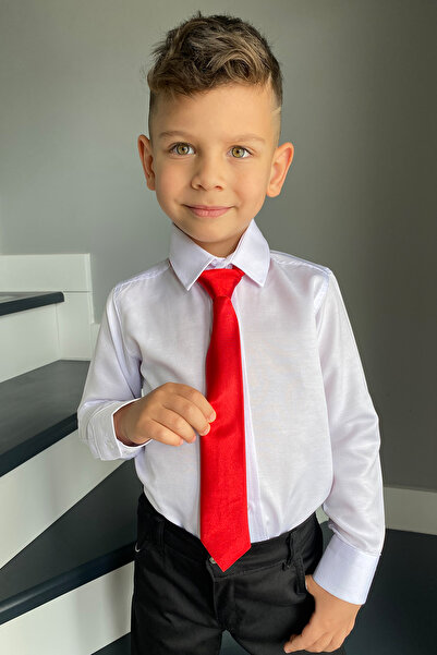 Entel Boy's Plain White Shirt Tie Set of 2