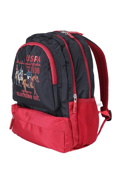U.S. Polo Assn. قاعدة. حقيبة مدرسية أصلية مرخصة من Polo Assn 22043 باللون الأحمر