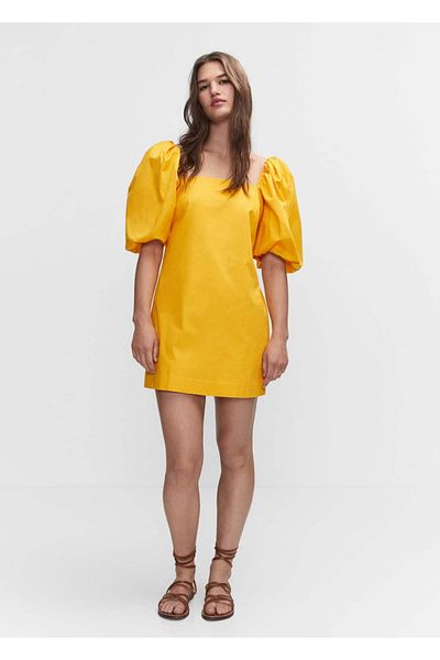 MANGO Woman Κοντό φόρεμα με φουσκωτά μανίκια