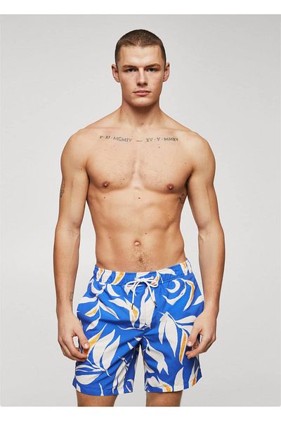 MANGO Man Badeshorts mit tropischem Muster