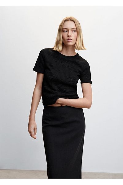 MANGO Woman Cotton Woven T-Shirt