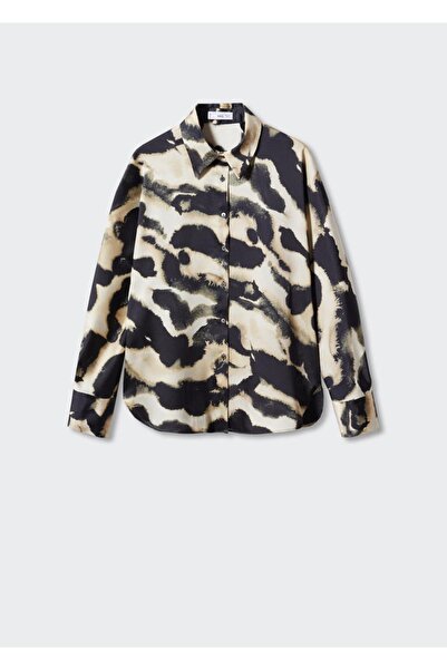 MANGO Woman Geniş Kesim Desenli Gömlek