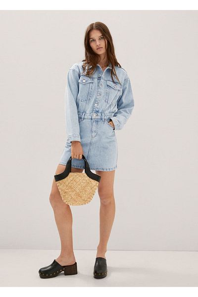 MANGO Woman Τζιν φόρεμα με τσέπες
