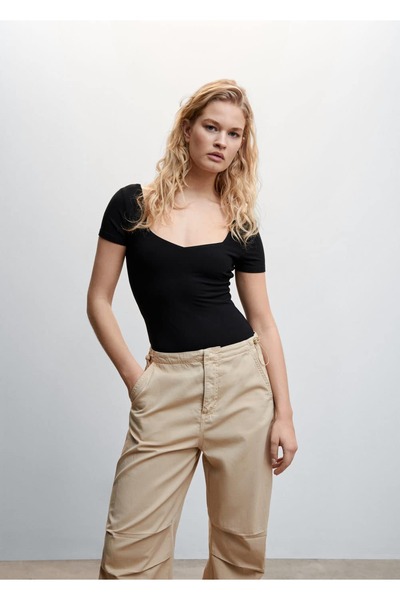 MANGO Woman Kısa Kollu Çıtçıtlı Body