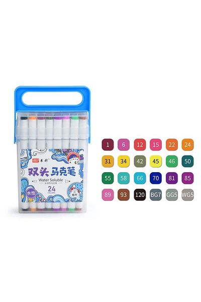 gebzeli Double-ended marker set water-based 24 pieces in a box with a special holding apparatus
