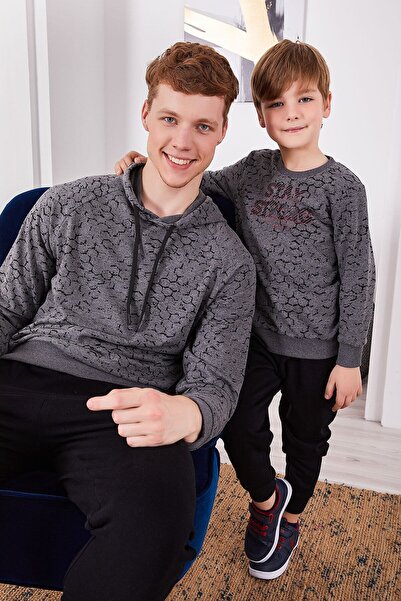 Arnetta Honeycomb Gray Men's Long Sleeve Hooded Pajamas Set