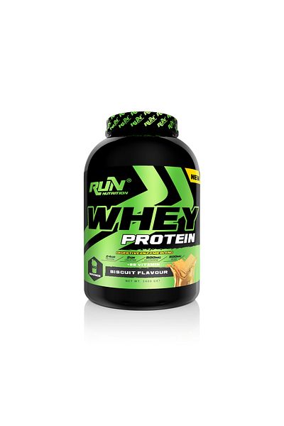 Run Nutrition Whey Protein - 2.4 Kg - Biscuit Flavored - 60 Serves - Gifted