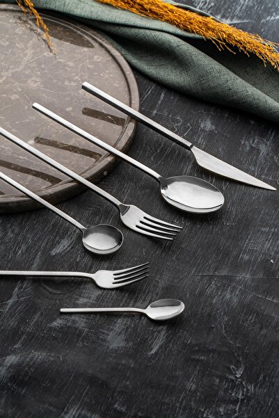 ACAR Nora 12 Kişilik 72 Parça Çatal Kaşık Bıçak Seti - Gümüş