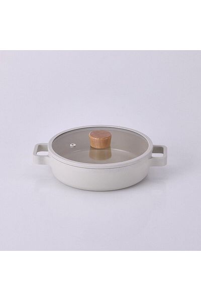 NEOFLAM Fika Cast Aluminum Saucepan with Glass Lid 20 cm Beige