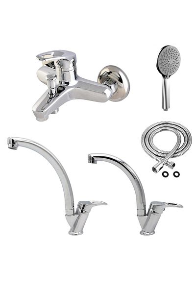 Depolife Kitchen sink Sink Bathroom Faucet Set Energy saving faucet fountain 3 Piece brass Set