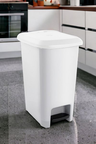 Melkan Home Κάδος απορριμμάτων 60 λίτρων Slim Pedal - Μεγάλο Μέγεθος Λευκό