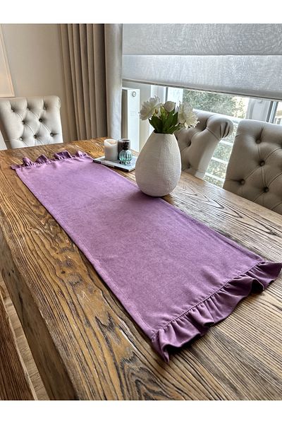 Decamor home Vintage Kadife Texturat Fără Griji Magenta - Runner cu Volane Violet