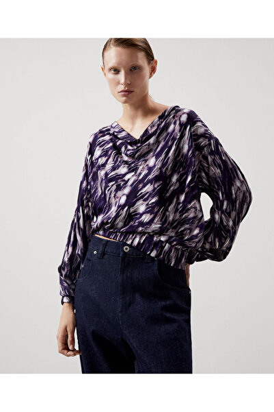 ozze butik Blue Patterned Drape Viscose Shirt