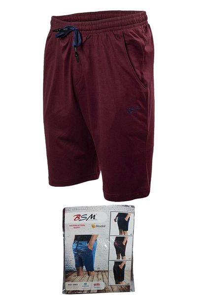 BSM Men's Burgundy Modal Cotton High Quality Pocket Elastic Waist Cooling Comfortable Shorts