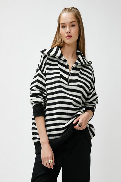 Koton Women's Black Striped Sweater