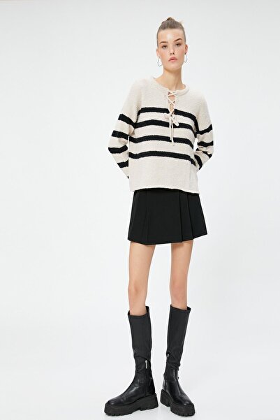 Koton Női bézs csíkos pulóver