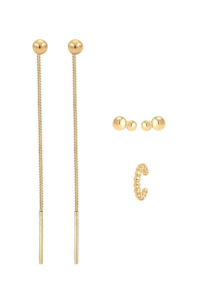 ELLI Ohrringe 3er Set Durchziehen Earcuff Kugel Geo 925 Silber