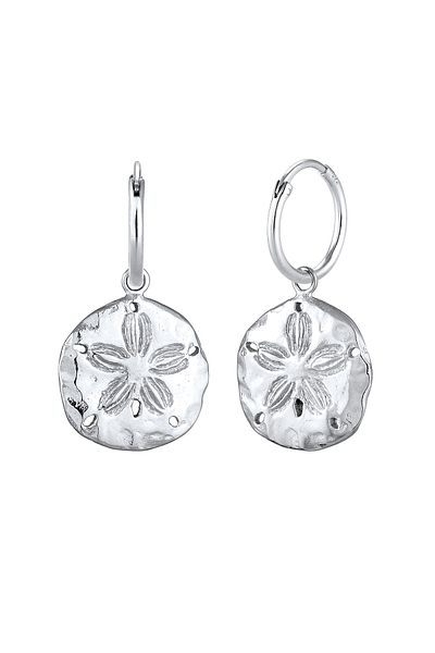 ELLI Ohrringe Creolen Münz-Anhänger Blume Sommer 925 Silber