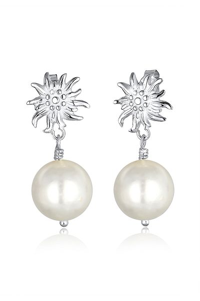 ELLI Ohrringe Tracht Edelweiß Perle Dirndl Silber