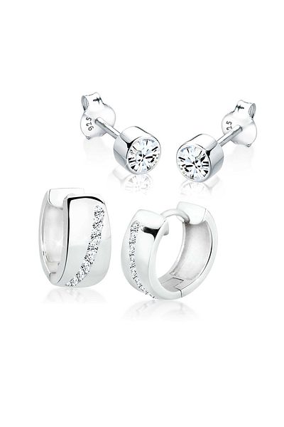 ELLI Creole Ohrring-Set – Crystal Funkelnd Silber