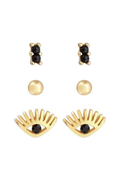 ELLI Ohrringe Stecker Nazar Kugel Kristall 3'lü Set 925 Gümüş