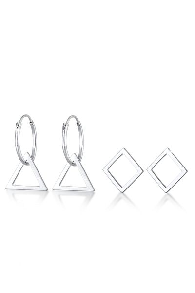 ELLI Ohrringe Creolen Set Hänger Geo Dreieck Trend 925 Silber