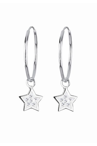ELLI Ohrringe Creolen Stern Kristal 925 Gümüş