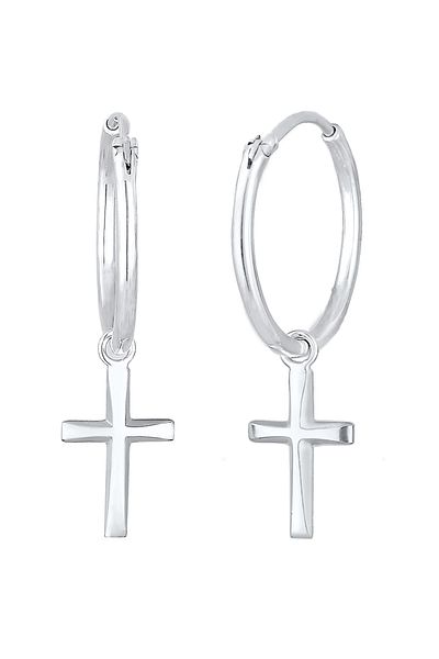 ELLI Ohrringe Creolen Hänger Kreuz Glaube Din 925 Silber