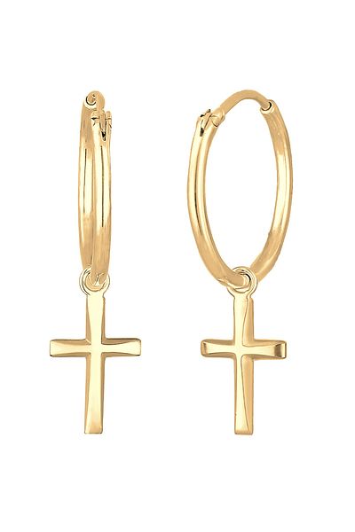 ELLI Ohrringe Creolen Hänger Kreuz Glaube Religion 925 Silber