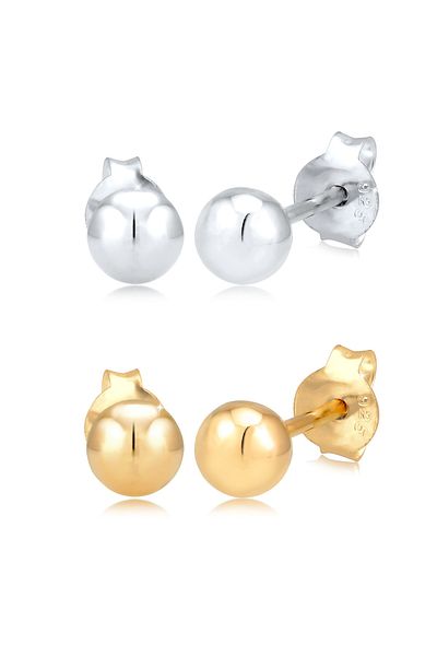 ELLI Ohrringe 2er Set Kreis Bicolor Geo 925 Silber vergoldet