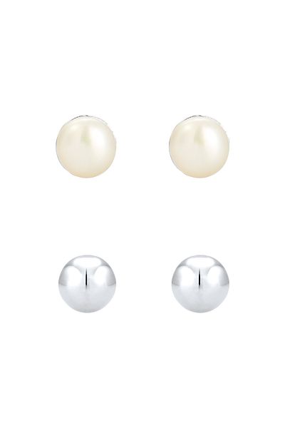 ELLI Ohrringe Stecker Set Kugel Süßwasserzuchtperle 925 Silber