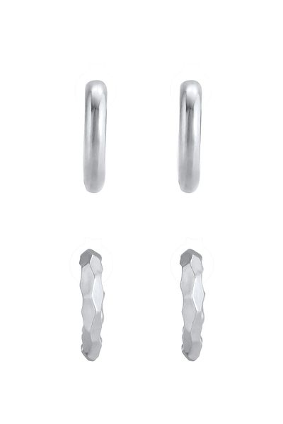ELLI Ohrringe 2er Creolen Set Minimal Basic Trend 925 Silber