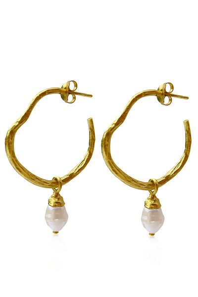 HAZE & GLORY Ohrringe Creolen - Mutiara Perlen 925 Silber