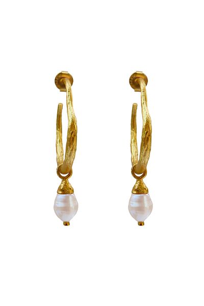 HAZE & GLORY Ohrringe Creolen - Mutiara Perlen 925 Silber