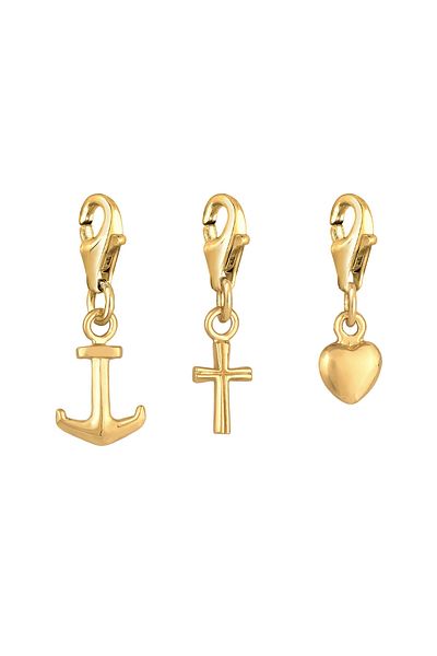 Nenalina Charm Kreuz Herz Anker Liebe Glaube Set 925 Silber