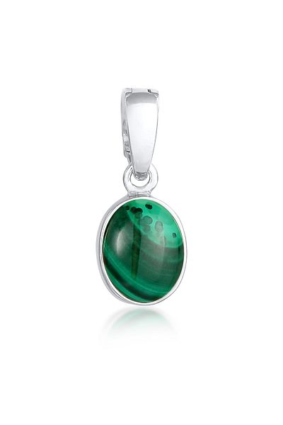 Nenalina Anhänger Edelstein Malachit Cabochon Oval 925 Silber