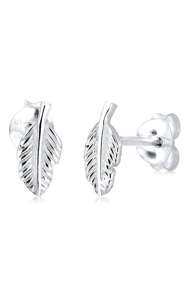 ELLI Ohrringe Feder Boho Hippie Leichtigkeit Silber vergoldet