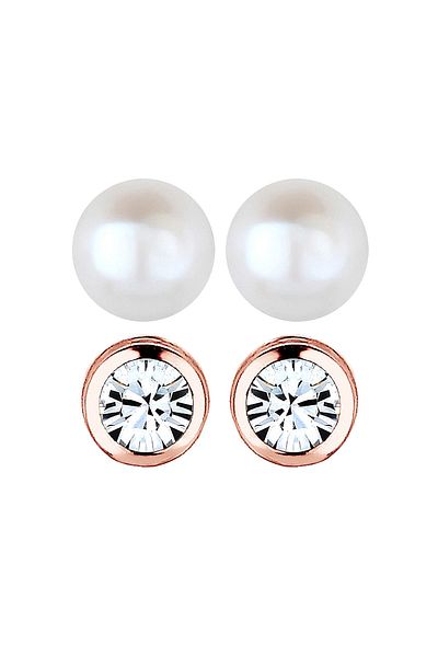 ELLI Ohrringe Set Basic Perle Kristalle 925 Silber