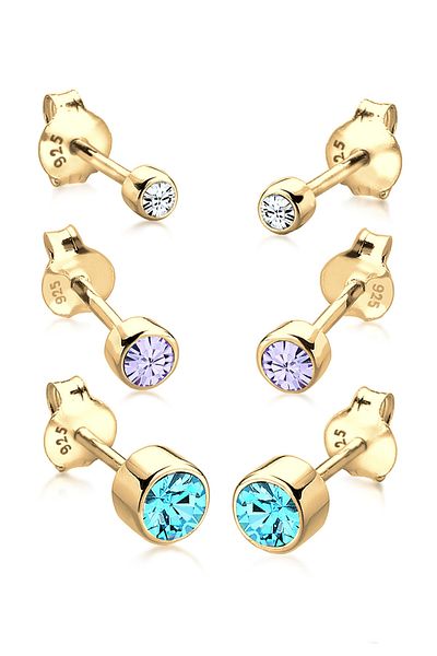ELLI Ohrringe 3er Set Basic Kristalle 925 Silber