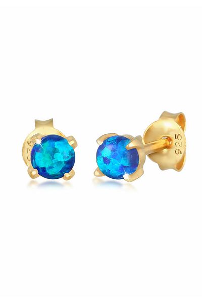 ELLI Ohrringe Stecker Opal Rund Synthetisch 925 Silber