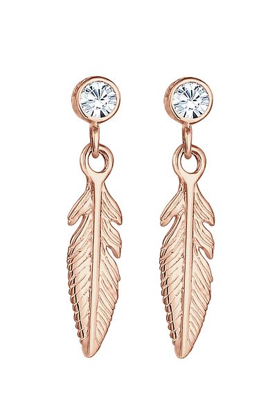 ELLI Ohrringe Feder Boho Hippie Kristalle Silber