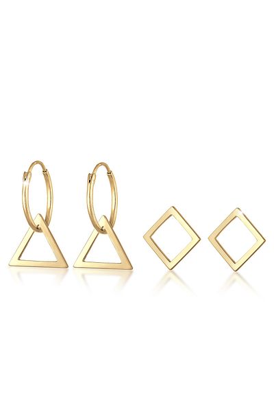 ELLI Ohrringe Creolen Set Hänger Geo Dreieck Trend 925 Silber