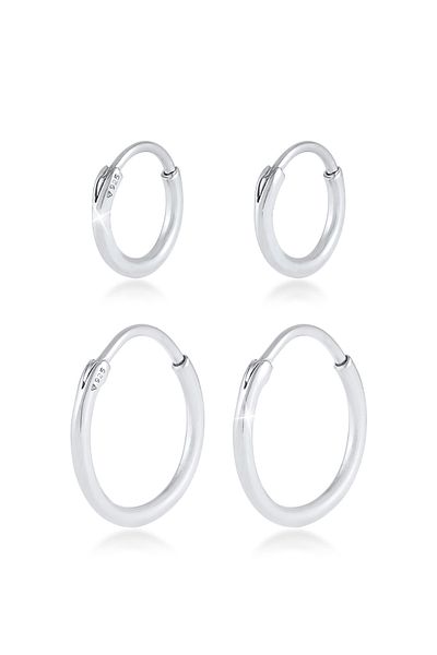KUZZOI Ohrringe Herren Creolen Set Duo Basic 925 Silber