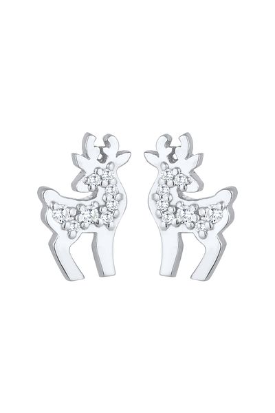 ELLI Ohrringe Rentier Zirkonia Weihnachten Weihnachten 925 Silber