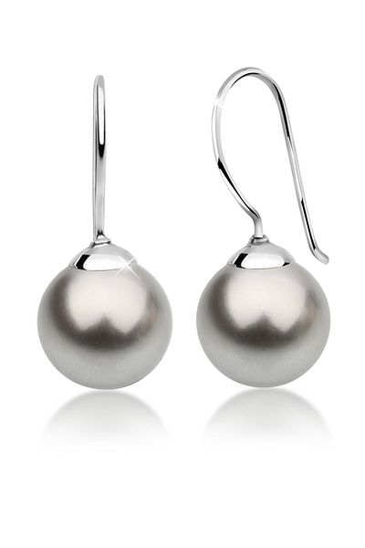 Nenalina Ohrringe Hänger Basic Synthetische Perle 925 Silber