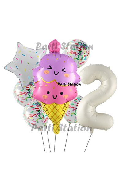 Parti Station مفهوم آيس كريم سليم كريم لعيد الميلاد بعمر عامين - مجموعة بالون...
